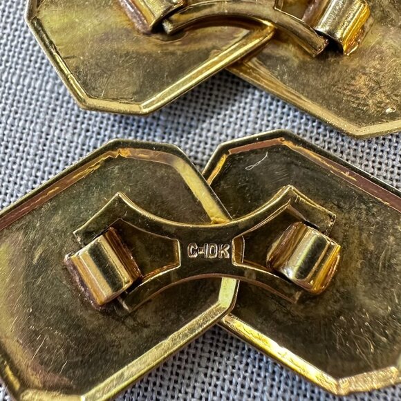 Vintage 10K Art Deco Two Tone Gold Cufflinks - Picture 6 of 10